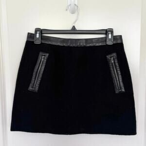 Sandro Wool Lamb Leather Mini Skirt 1 Small